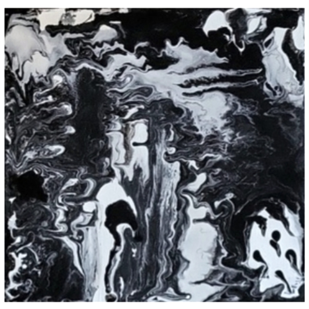 Hand Crafted Black and White Abstract Design 12 x 12 Inches Canvas Painting